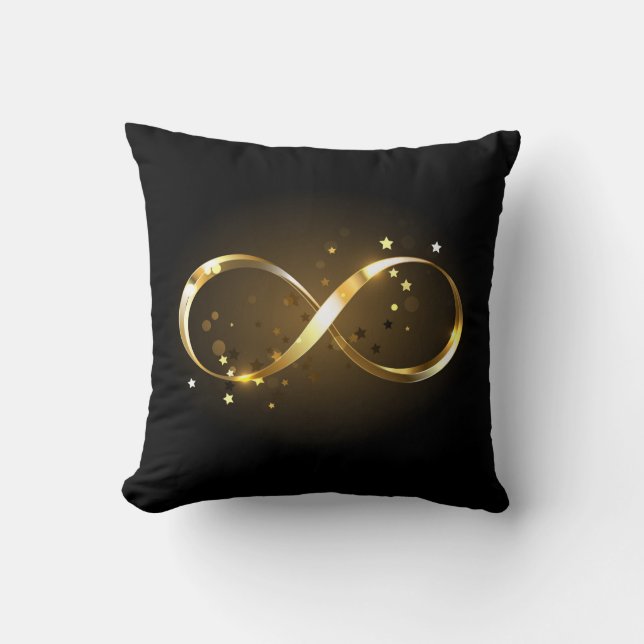 Golden Infinity Symbol Throw Pillow (Front)