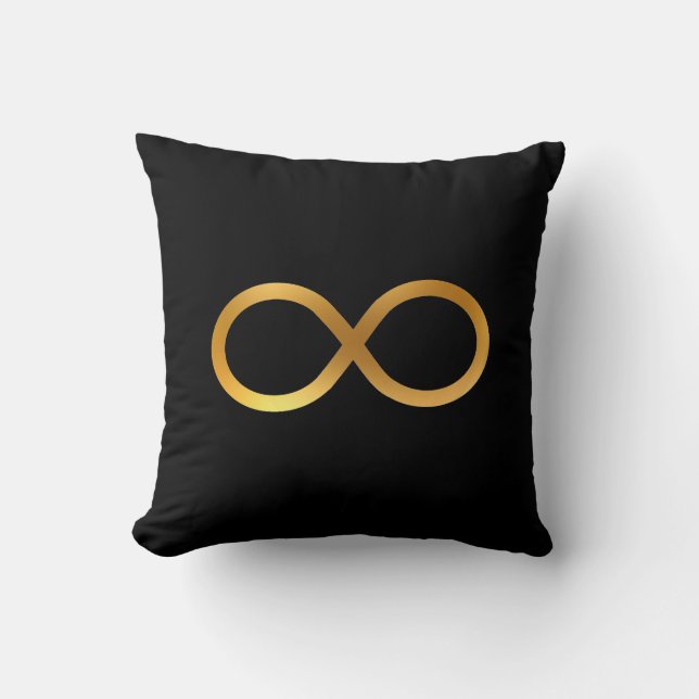 Golden Infinity Symbol Throw Pillow (Front)
