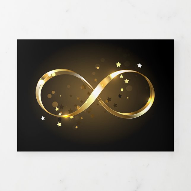 Golden Infinity Symbol Tri-Fold Holiday Card (Cover)