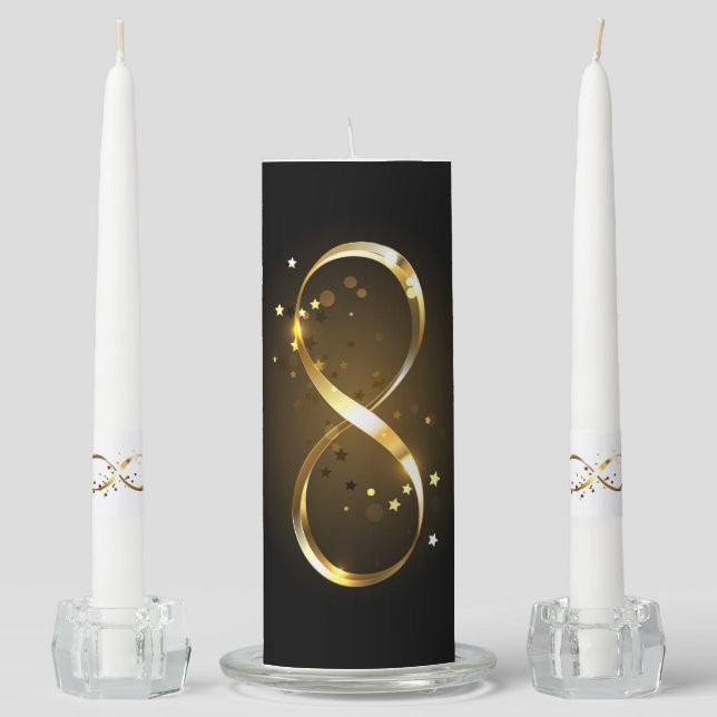 Golden Infinity Symbol Unity Candle Set (Front)