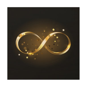 Golden Infinity Symbol Wood Wall Art