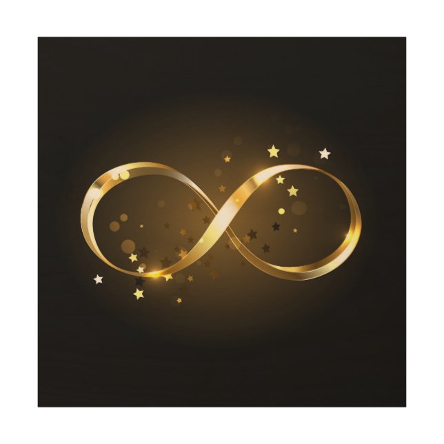 Golden Infinity Symbol Wood Wall Art (Front)