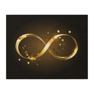 Golden Infinity Symbol Wood Wall Art