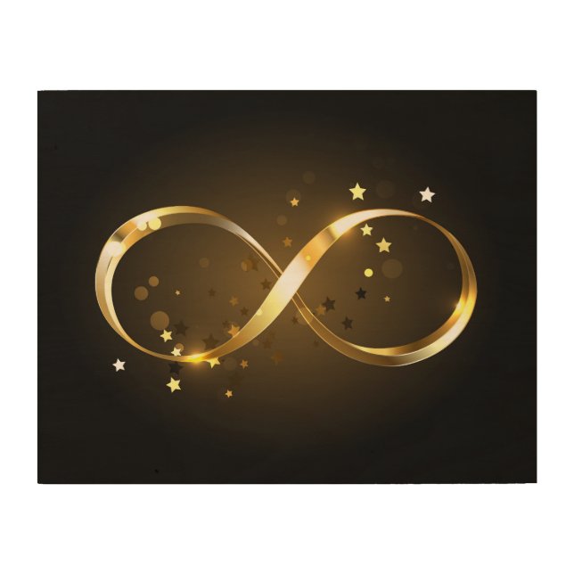 Golden Infinity Symbol Wood Wall Art (Front)