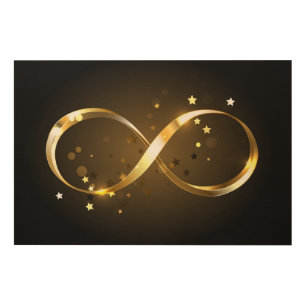 Golden Infinity Symbol Wood Wall Art