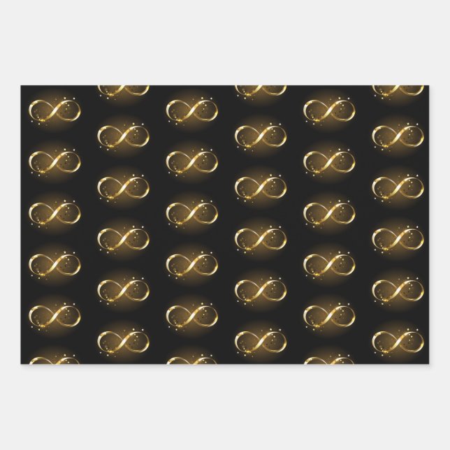 Golden Infinity Symbol Wrapping Paper Sheets (Front)