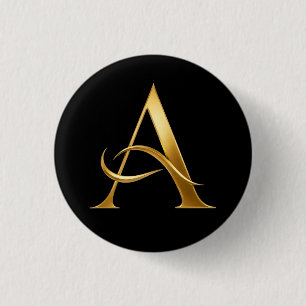 Golden Initial A Minimalist Design Button
