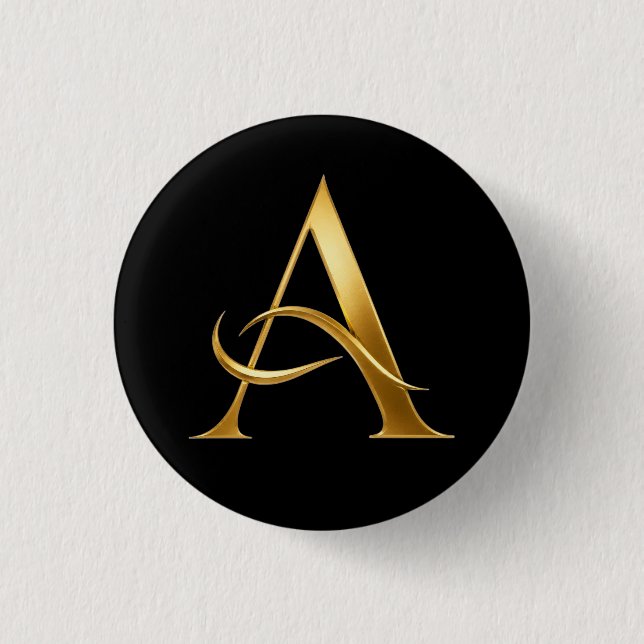 Golden Initial A Minimalist Design Button (Front)