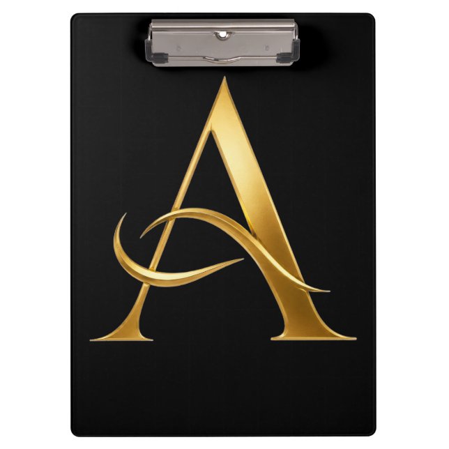 Golden Initial A Minimalist Design Clipboard (Front)