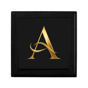 Golden Initial A Minimalist Design Gift Box