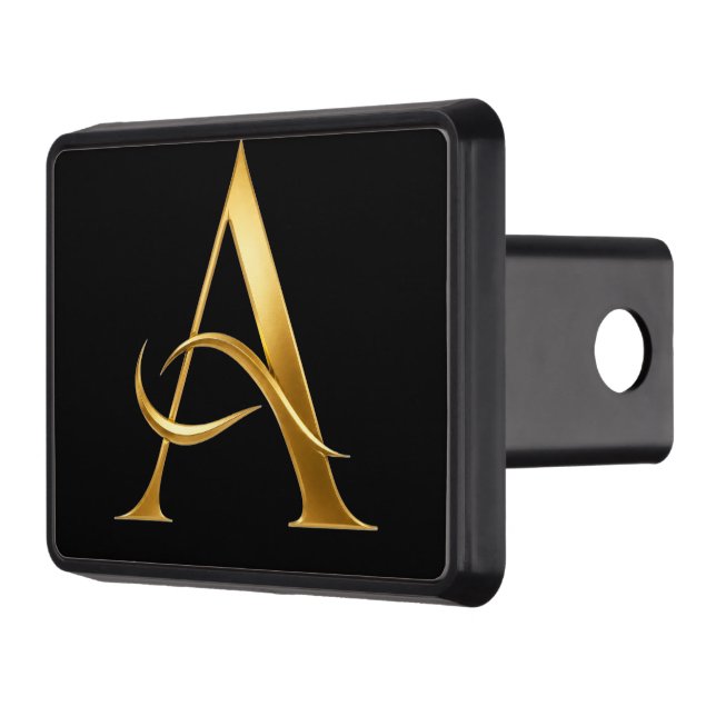 Golden Initial A Minimalist Design Hitch Cover (Left)
