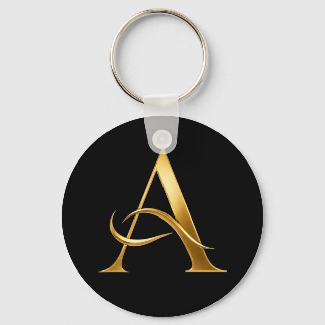 Golden Initial A Minimalist Design Keychain (Front)