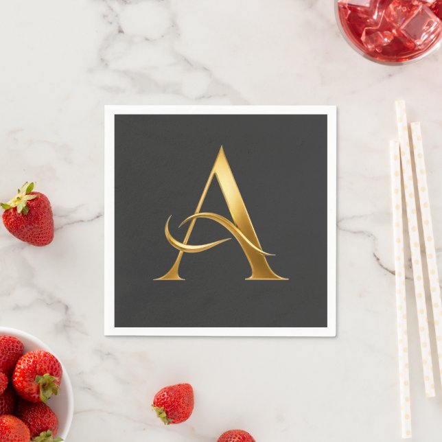 Golden Initial A Minimalist Design Napkins (Insitu)