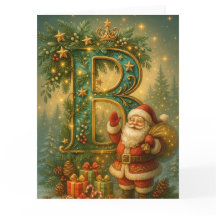 Golden Initial B with Santa Claus and Crown