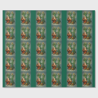 Golden Initial H with Santa Claus and Crown Wrapping Paper