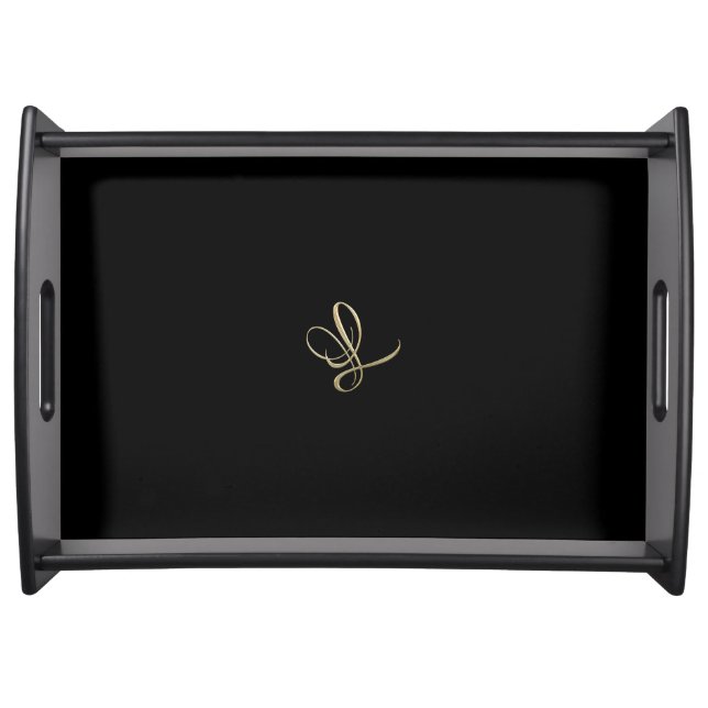 Golden initial L monogram Serving Tray (Front)