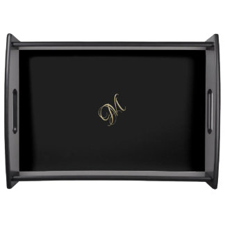Golden initial M monogram Serving Tray