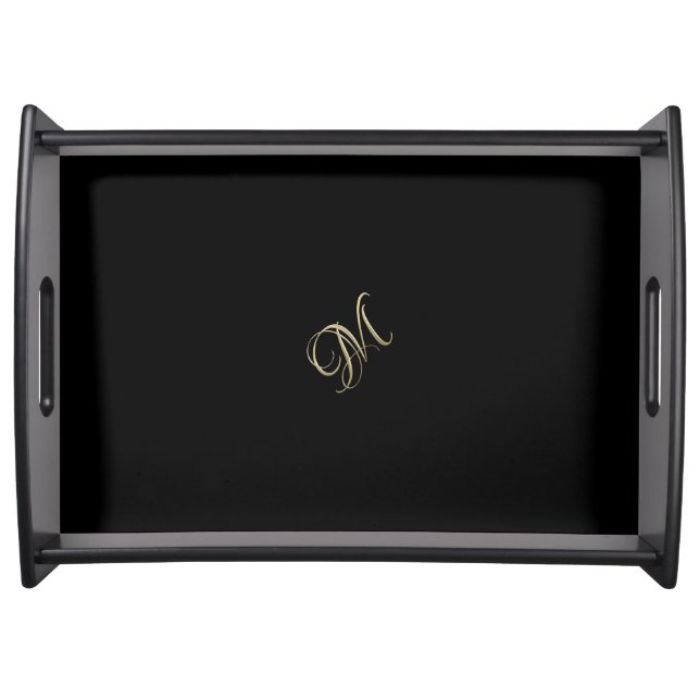 Golden initial M monogram Serving Tray (Front)