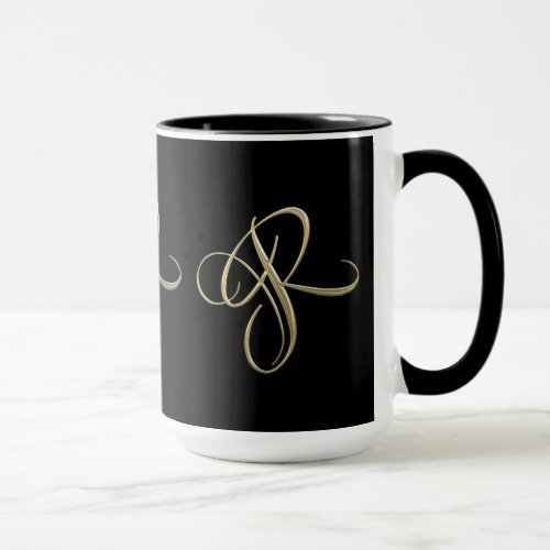 Golden initial R monogram Mug