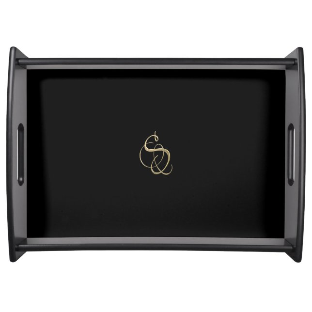 Golden initial S monogram Serving Tray (Front)