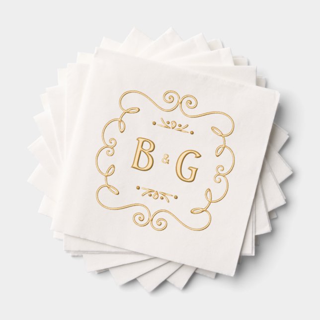 golden initials wedding  foil napkins (Insitu (Stacked))