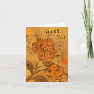 Golden Inlay Flowers Thank You Card