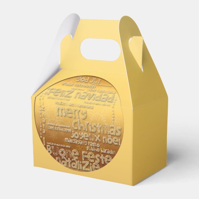Golden International Christmas Greeting Favor Box (Front Side)