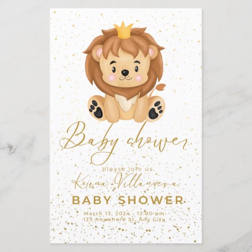 golden invitation baby shower animal