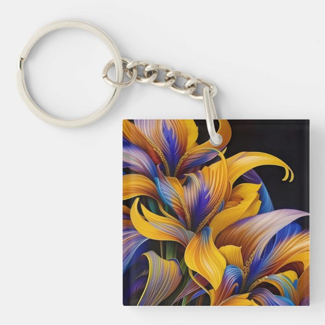 Golden Iris Hosta X AI ART Keychain (Front)