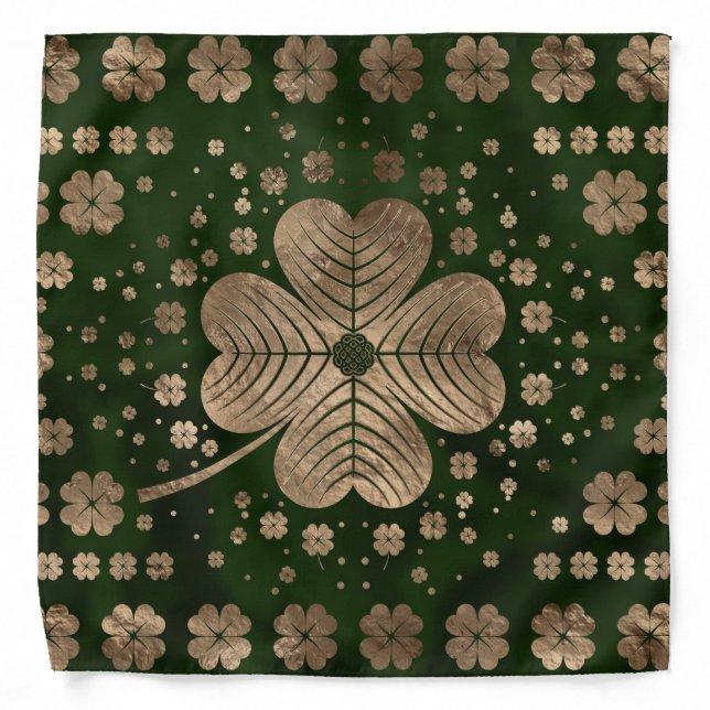 Golden Irish Shamrock Four-leaf clover Bandana (Front)