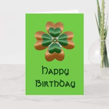 Golden Irish Shamrock Happy Birthday Card by DigitalDreambuilder at Zazzle