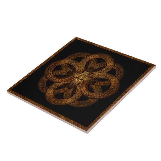 Golden Iron Ornate Mystical Symbol Artwork Ceramic Tile (Side)