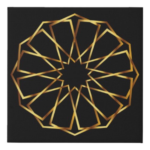 Golden Islamic Geometric Star Faux Canvas Print