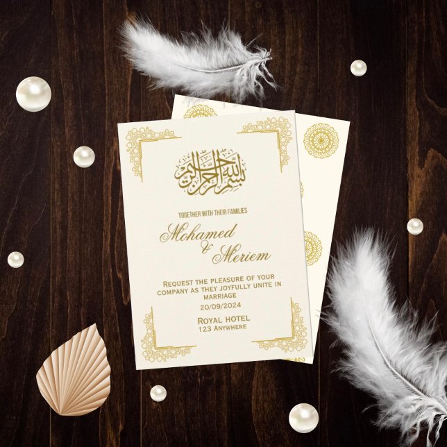 golden islamic marriage Invitation (Creator Uploaded)