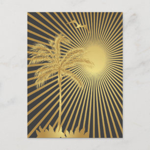 Golden Island Palm Tree and Sun Postcard