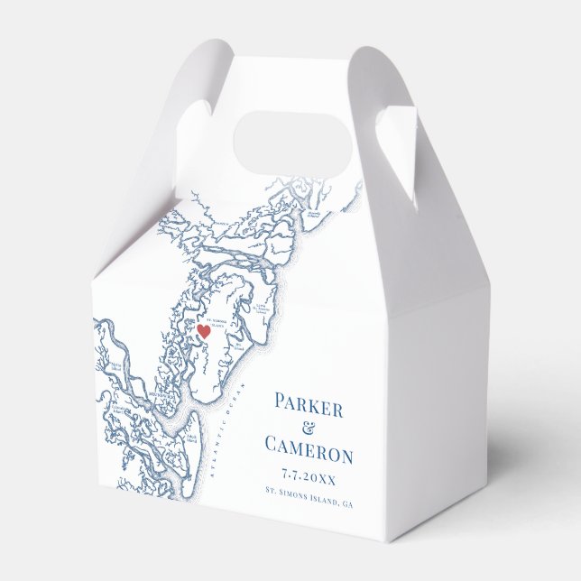 Golden Isles Georgia Map Elegant Wedding  Favor Boxes (Front Side)