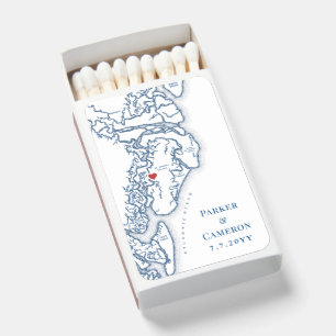 Golden Isles of Georgia Map Elegant Navy Wedding Matchboxes