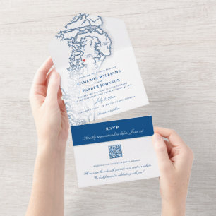 Golden Isles of Georgia Map Elegant Wedding All In One Invitation