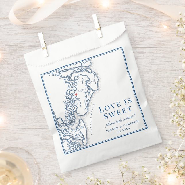 Golden Isles of Georgia Map Wedding  Favor Bag (Clipped)