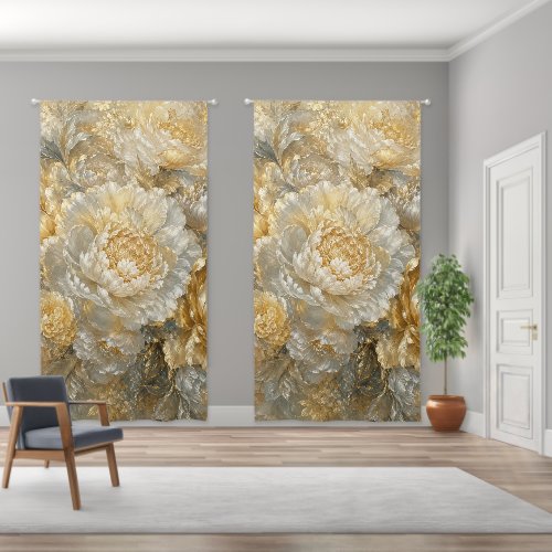Golden Ivory Garden Blackout Curtains