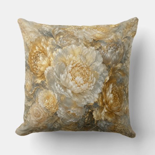 Golden Ivory Garden Throw Pillow