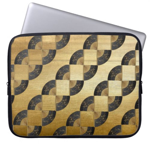Golden Jacobs Ladder with Oriental Fans Laptop Sleeve