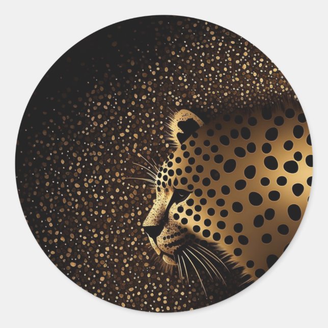 Golden Jaguar Pattern           Classic Round Sticker (Front)