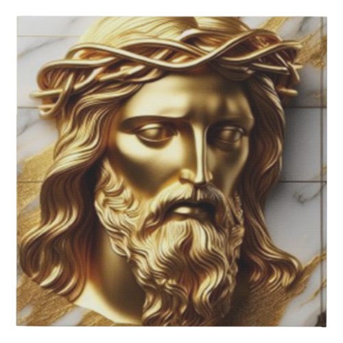 Golden Jesus A Divine Presence in Marble Faux Canvas Print