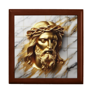 Golden Jesus A Divine Presence in Marble Gift Box