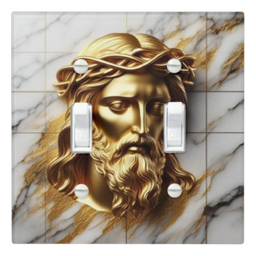 Golden Jesus A Divine Presence in Marble Light Switch Cover