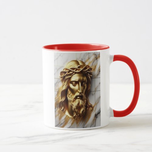 Golden Jesus A Divine Presence in Marble Mug