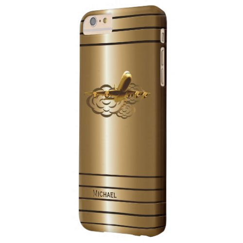 Golden Jet Airliner Aircraft Barely There iPhone 6 Plus Case