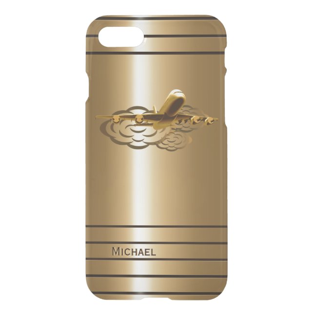 Golden Jet Airliner Aircraft Uncommon iPhone Case (Back)
