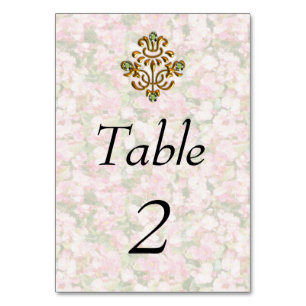 Golden Jewelled Floral Wedding Table Number